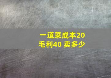 一道菜成本20毛利40 卖多少